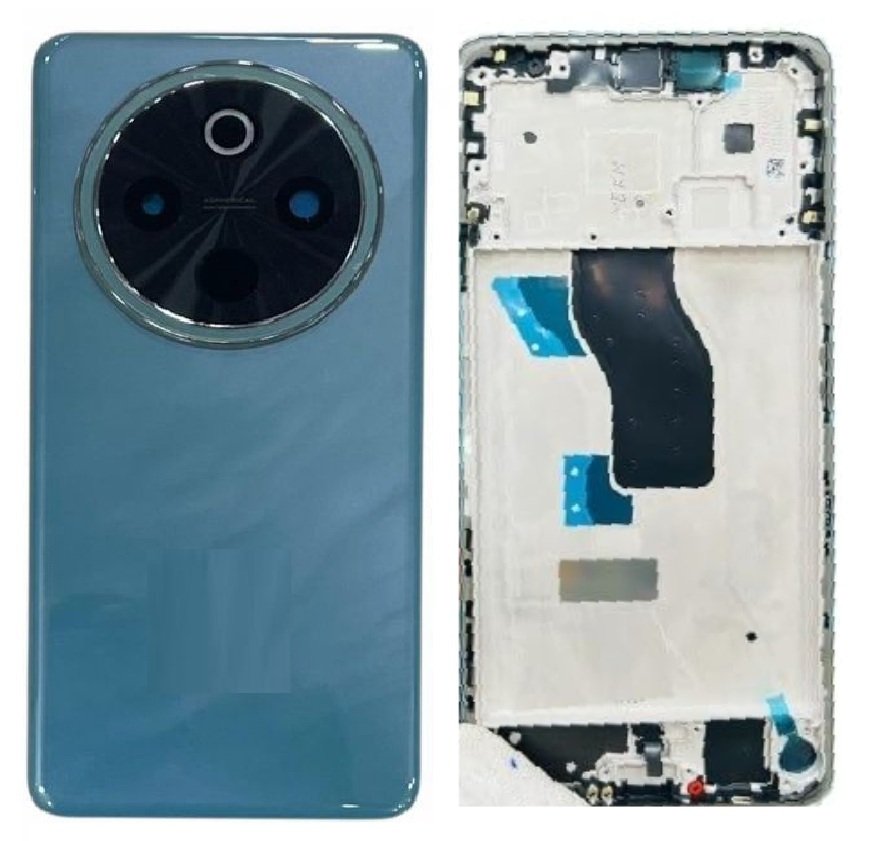 Compatible Replacement Vivo T4 5G Full Body Housing Replacement Back Frame Middle Chassis with Side Keys – Silver, Blue, Purple, White & Black Color: BLUE